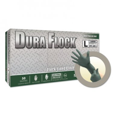 Ansell 769799608001 Microflex Dura Flock DFK-608 Disposable Nitrile Gloves