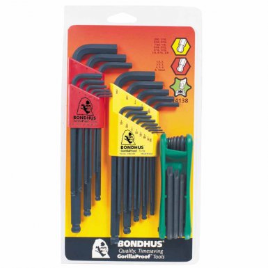 Bondhus 14138 Balldriver L-Wrench and Fold-Up Set Combinations