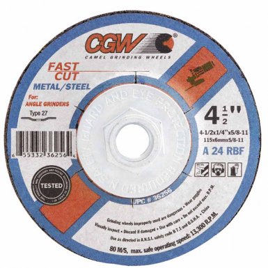 CGW Abrasives 36255 Fast Cut - Type 27 Depressed Center Wheels