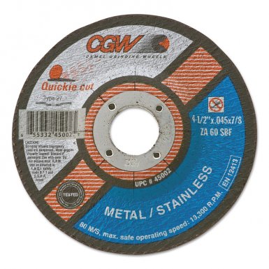 CGW Abrasives 45008 Quickie Cut Extra Thin Cut-Off Wheels, Type 27