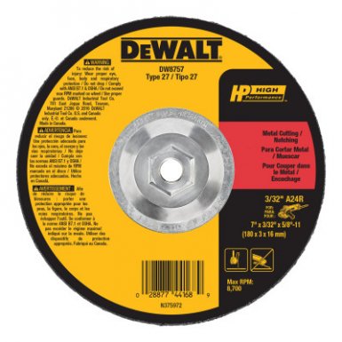 DeWalt DW8757 Type 27 HP Metal Cutting Wheel