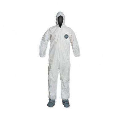 DuPont NB122SWH5X002500 ProShield 50 Hooded Coveralls w/Attached Boots and Elastic Wrists
