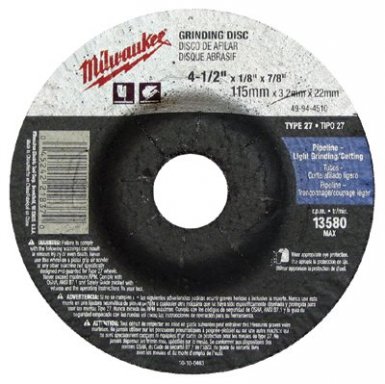 Milwaukee Electric Tools 49-94-4520 Type 27 Reinforced Depressed Center Grinding Wheels