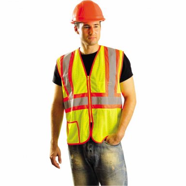 OccuNomix LUX-SSCLC2Z-YXL Class 2 Mesh Vests with Silver Reflective Over Contrasting Trim