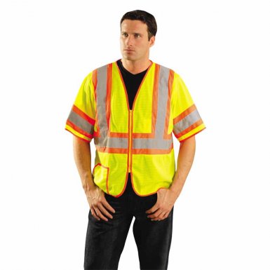 OccuNomix LUX-HSCLC3Z-Y2X Class 3 Mesh Vests with Silver Reflective Tape