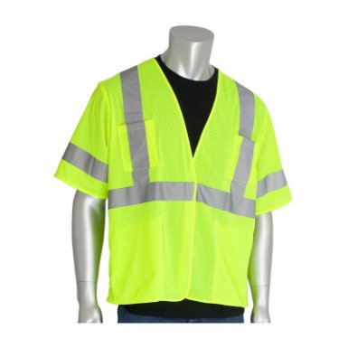 Protective Industrial Products,Inc. 303-HSVELY-6X ANSI Type R Class 3 Value Four Pocket Mesh Vests