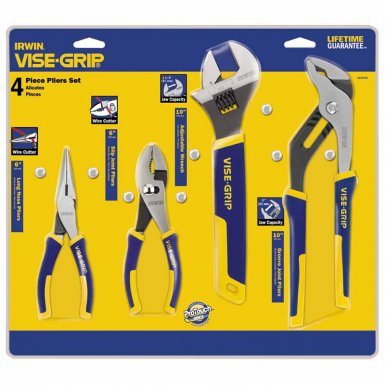 Rubbermaid Commercial 2078705 Irwin Vise-Grip 4-pc ProPlier Sets - Long Nose / Slip Joint / Adjustable Wrench / Groove Joint
