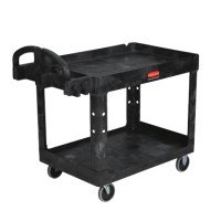 Rubbermaid Commercial FG452089BLA Two Lipped Shelves Utility Cart