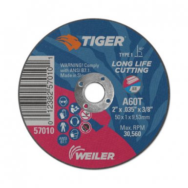 Weiler 57015 Tiger Aluminum Oxide Type 1 Cutting Wheel
