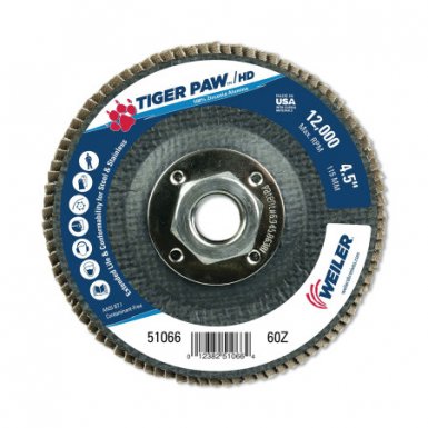 Weiler 51066 Tiger Paw Super High Density Flap Discs
