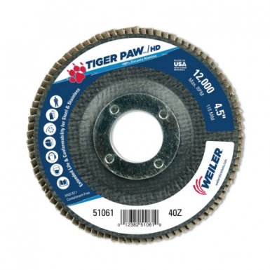 Weiler 51061 Tiger Paw Super High Density Flap Discs