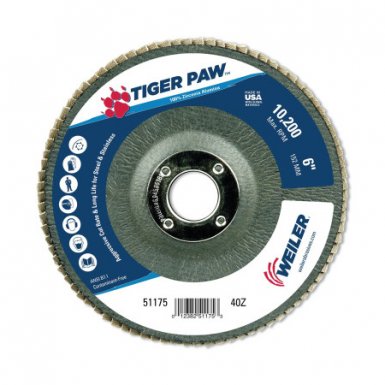 Weiler 51175 Tiger Paw TY29 Coated Abrasive Flap Discs